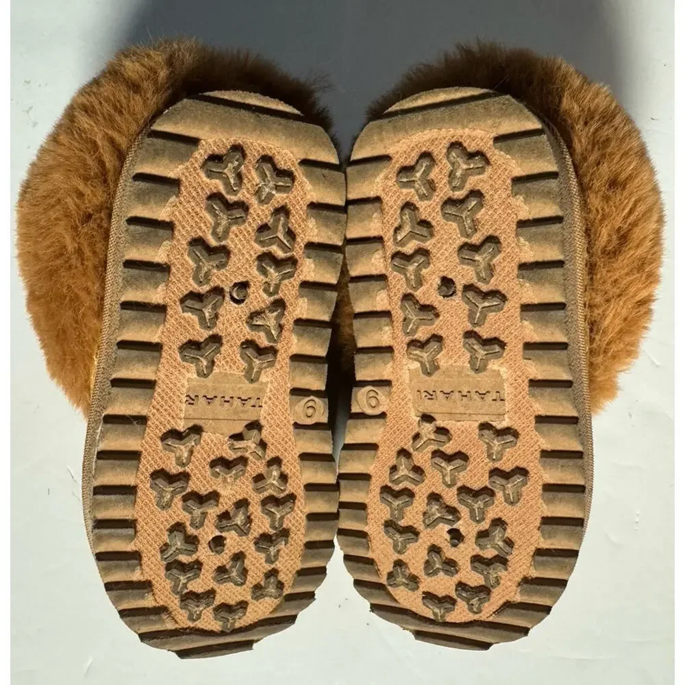 Tahari Girls Size 9 Brown Faux Fur Ankle Boots Hearts Rhinestone Winter